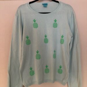 Pineapple Print Light Blue Sweater